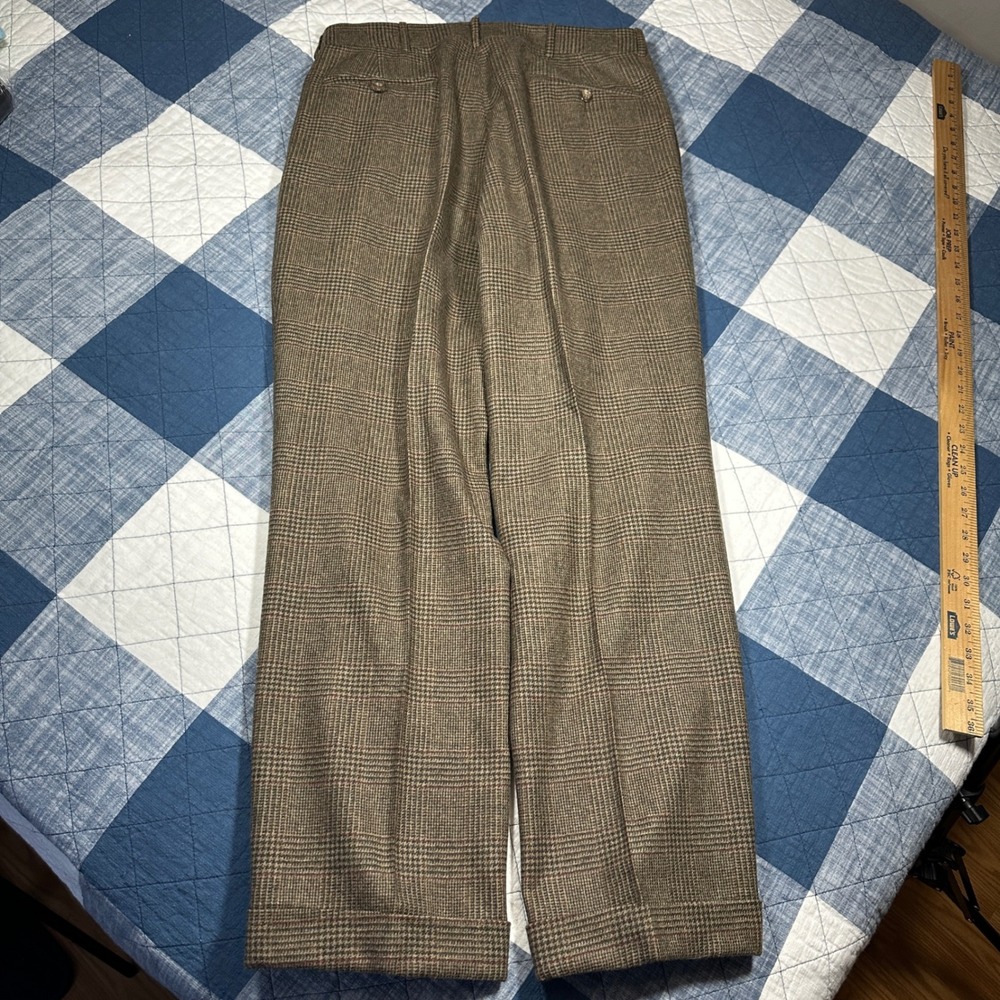Vintage Polo Ralph Lauren Dalton Brown Virgin Wool Dress Pants Mens 33x30 Italy - Picture 3 of 11